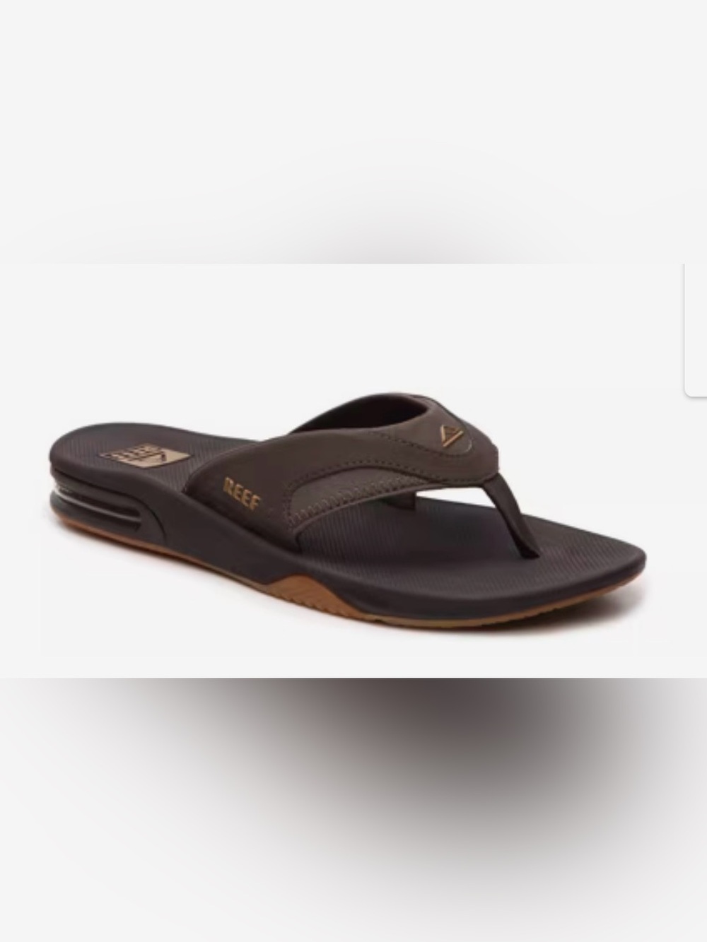 New Reef Men’s Dark Brown Leather-Look Thong Sandal with Tan Accents